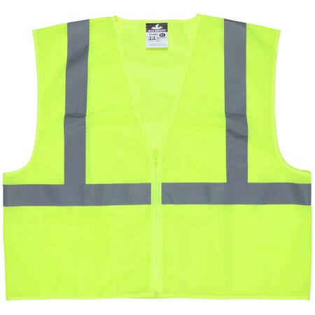 Mcr Safety Hi-Vis Safety Vest L Class 2 , Zipper 2 Pockets VCL2MLPL